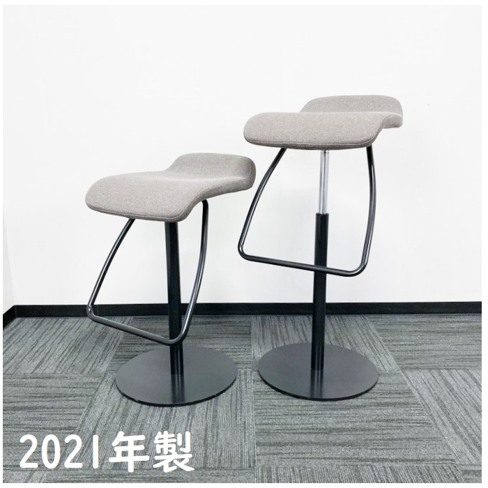 オカムラ メルチェシリーズ カウンターチェア L126RB FXW3 座面：ダークブラウン/支柱：ブラック 2021年製 中古 ⑩