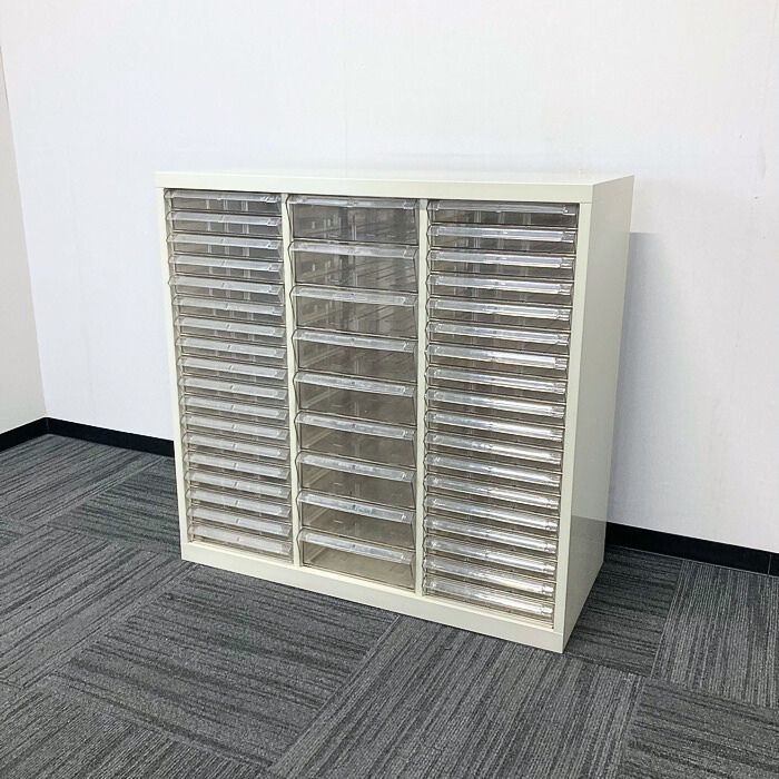 クリスタルトレイ[深型トレイ1列9段/浅型トレイ2列18段] W900×D405×H885 ニューグレー 中古 ➉