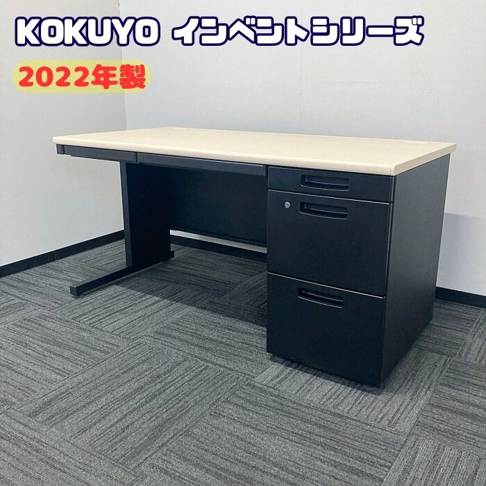 コクヨ インベントシリーズ 片袖デスク SPD-TKN14LE6A W1400×D700×H700 天板：ホワイトナチュラル/本体：ブラック 2022年製 中古