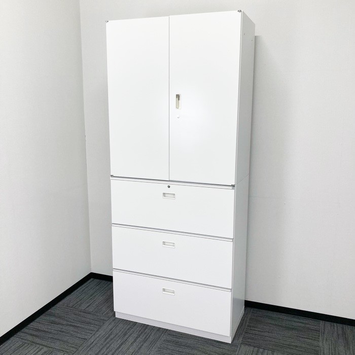 イトーキ シンラインシリーズ 両開き書庫＋３段ラテラル W900×D450×H2136 ホワイト 中古 ⑩