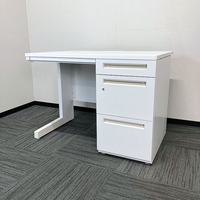 内田洋行 スカエナStypeシリーズ 片袖デスク 型番：5-110-1620 W1000×D700×H720 天板：ピュアホワイト/本体：オフホワイト 2013年製 中古 ⑩