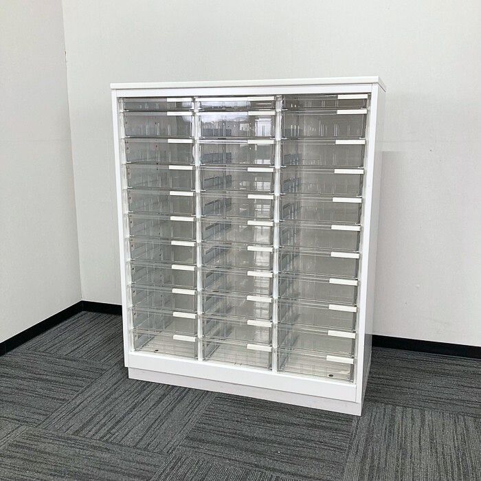 イトーキ シンラインキャビネットシリーズ クリスタルトレイ HTM-109KAF-W9 W900×D450×H1118 天板付き ホワイト 2015年製 中古 ⑩