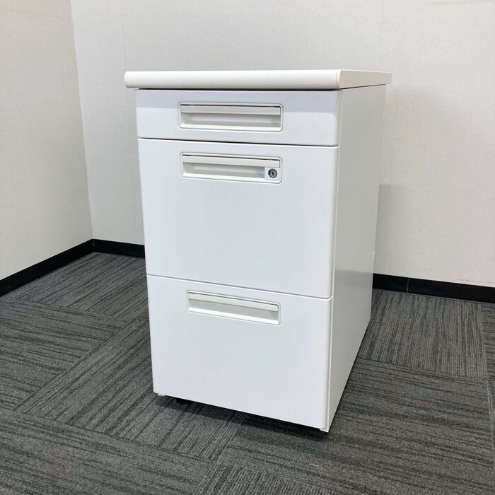 ナイキ XED型シリーズ 3段脇机 W400×D700×H720 ホワイト 中古 ⑩