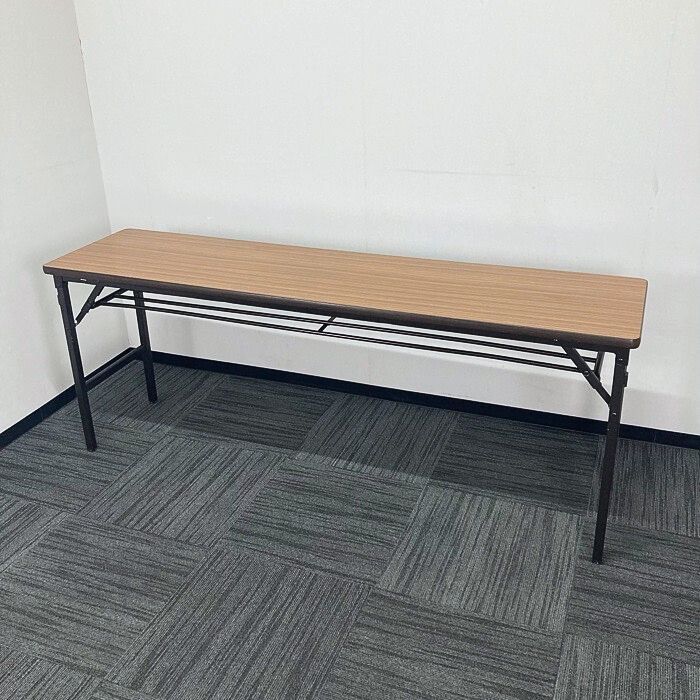 内田洋行 折りたたみテーブル W1800×D450×H700 ブラウン 中古 ⑩