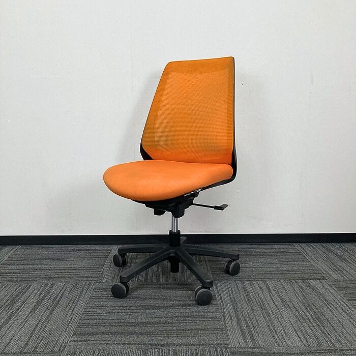 イトーキ ノナチェアシリーズ タスクチェア KZ-330PV-T1D3 アンバーオレンジ 2022年製 中古 ⑩