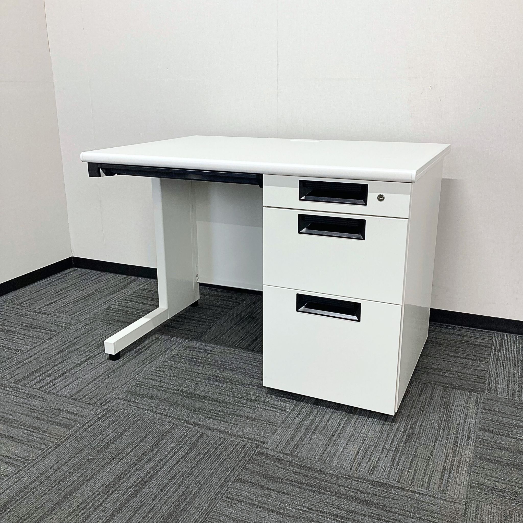 プラス フラットラインシリーズ 片袖デスク SP-T107 WH W1000×D700×H700 ホワイト 2020年製 中古 ⑩