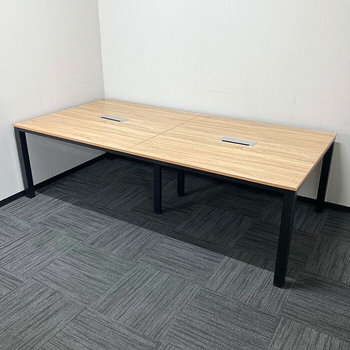 井上金庫 DRTコレクションシリーズ フリーアドレステーブル W2400×D1200×H700 天板：古木/脚：ブラック 2020年製 中古 ⑳