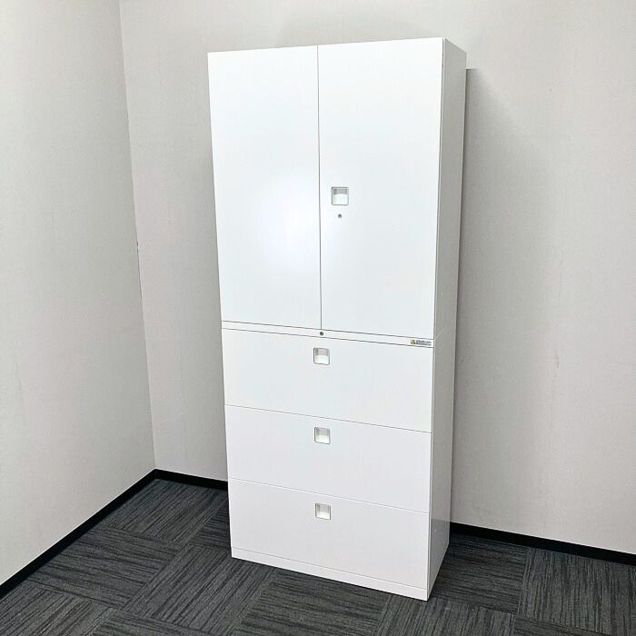 オカムラ レクトラインシリーズ 両開き＋３段ラテラル W900×D450×H2150 ネオホワイト 2020～2021年製 中古