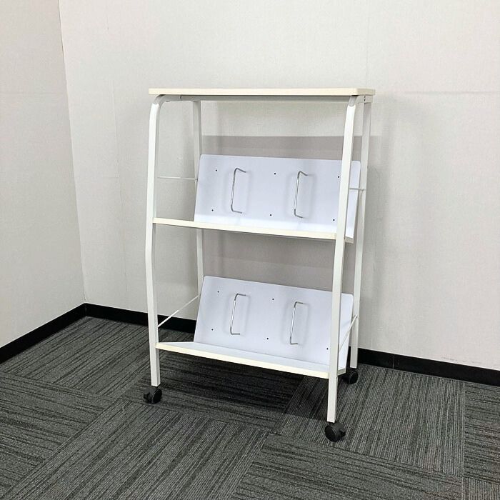 キャスター付き２段ファイルワゴン W584×D385×H920 ホワイト 中古 ⑳