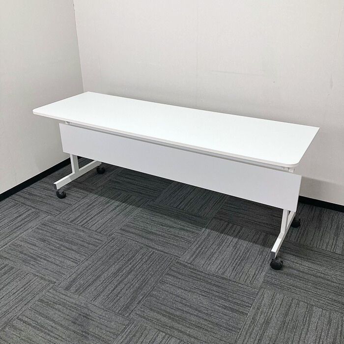 ｱｰﾙｴﾌﾔﾏｶﾜ ｼﾝﾌﾟﾙﾌｫｰﾙﾃﾞｨﾝｸﾞﾃｰﾌﾞﾙⅡｼﾘｰｽﾞ サイドスタックテーブル RFF2-1860 WH W1800×D600×H702 ホワイト 中古 ⑳