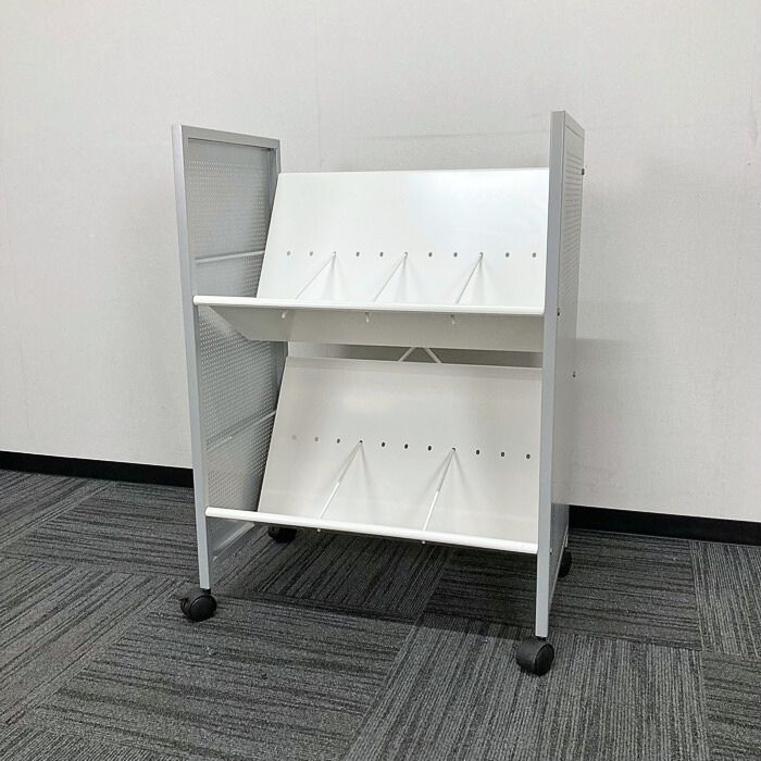 2段ファイルワゴン W650×D400×H900 ホワイト/シルバー 中古 ⑳