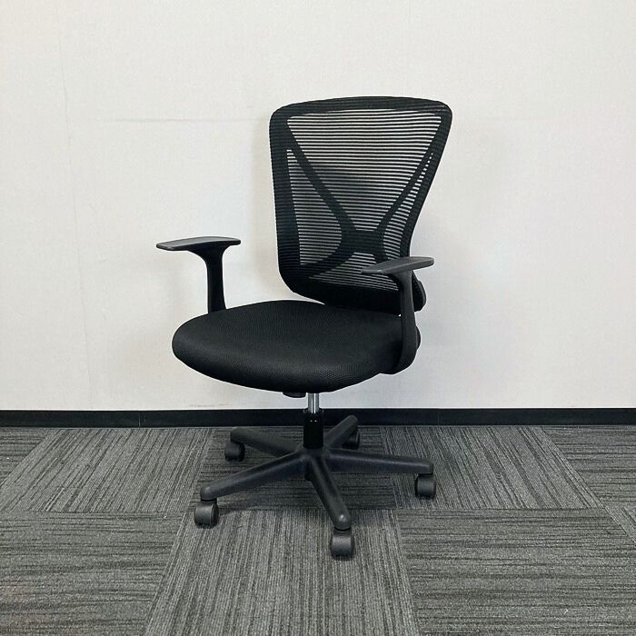 オフィスチェア[肘あり] 背メッシュ ブラック 中古