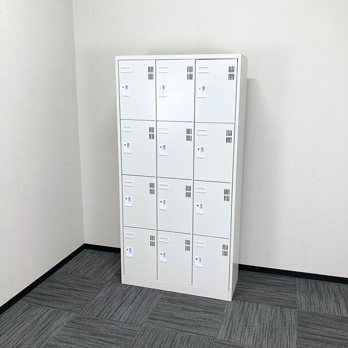 東京鋼器 12人用ロッカー TKMSL 12N W900×D380×H1790 グレイッシュホワイト 中古 ⑩