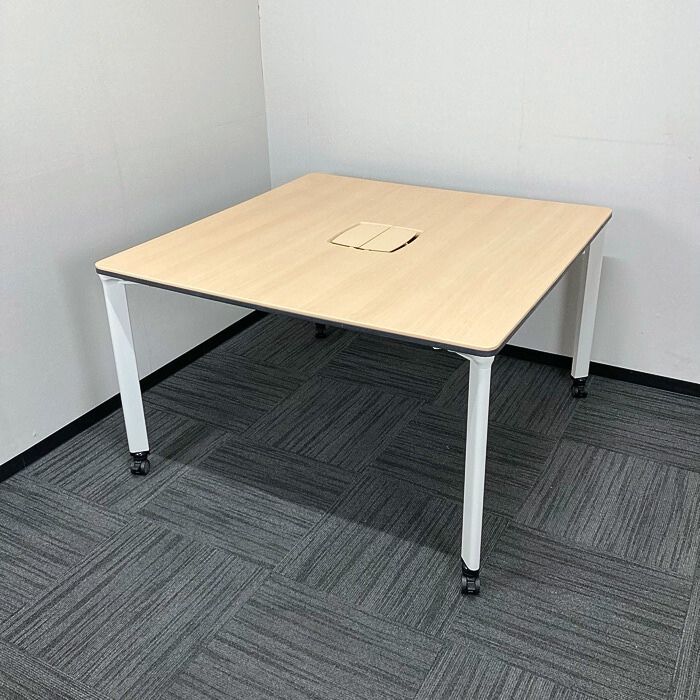 プラス グループテーブル PX-T1212-S WN W1200×D1200×H720 天板：ナチュラル/脚：ホワイト 2015年製 中古 ⑳