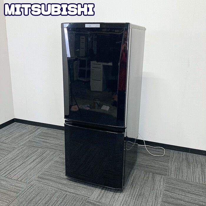 三菱電機 2ドア冷蔵庫 MR-P15C-B型 定格内容積 (L)：合計146 質量 (kg)：38 ブラック 2018年製 中古 ⑳