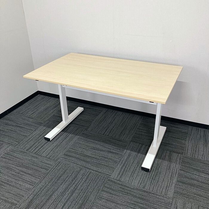 ミーティングテーブル W1200×D750×H700 天板：ナチュラル/脚：ホワイト 中古 ⑳